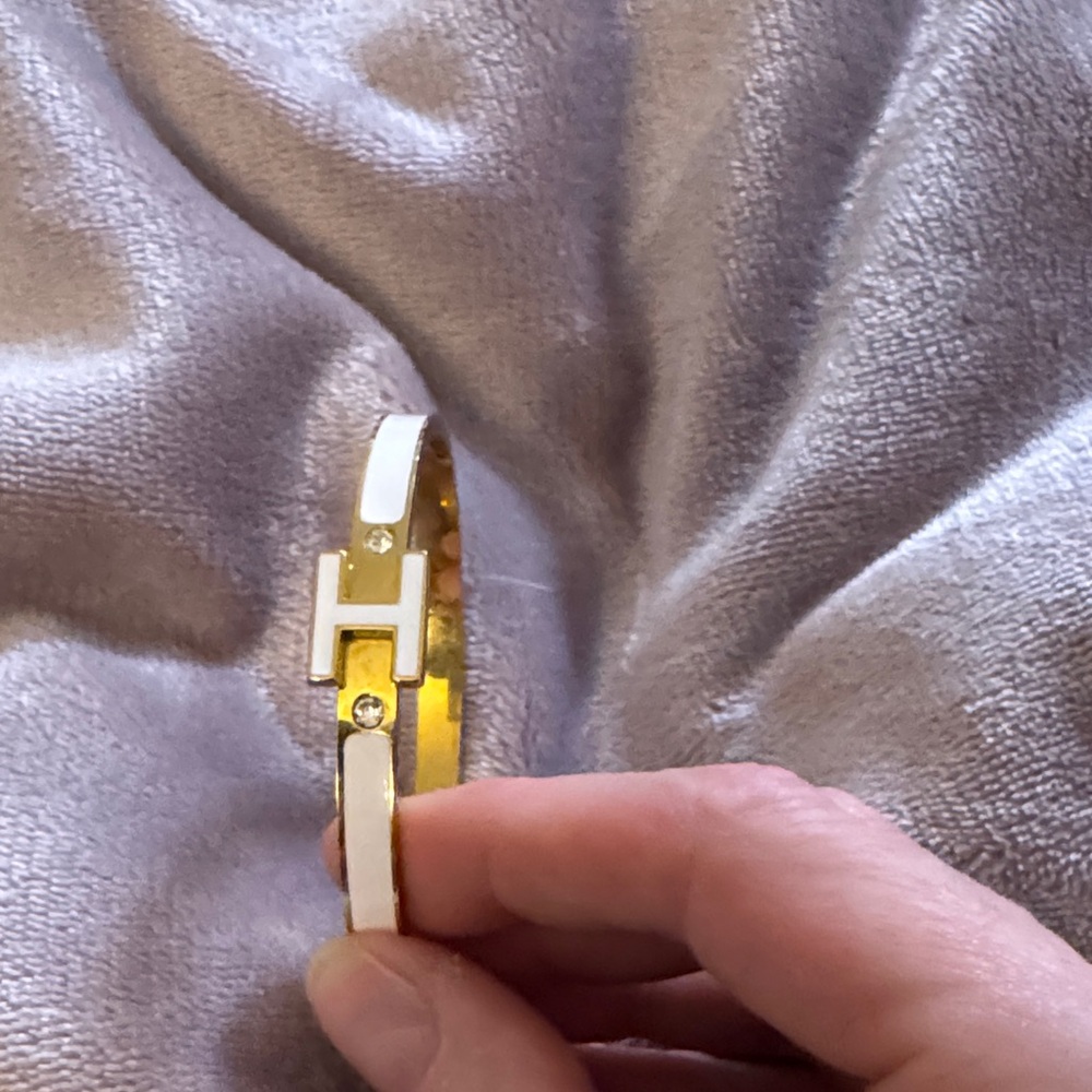 Chic Gold and White Enamel Bracelet